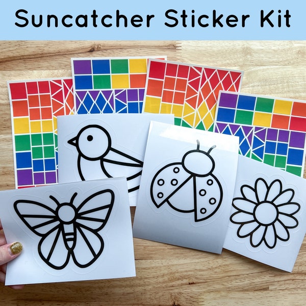 spring craft preschool craft kits for kids, butterfly suncatcher window sticker set, garden birthday party activities, spring party favors