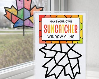 Fall Leaf Craft Kit for Kids, Thanksgiving Suncatcher Window Sticker Activity