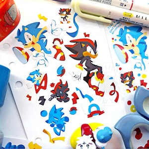 sonic deco style stickers // sonic the hedgehog sticker sheet