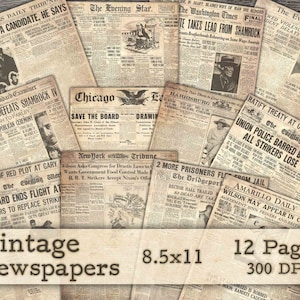Vintage kranten - Afdrukbaar papier - Antieke Textuur - Junk Journal - Digitale Ephemera - Collage Sheet - Vintage - Digitaal Plakboek papier