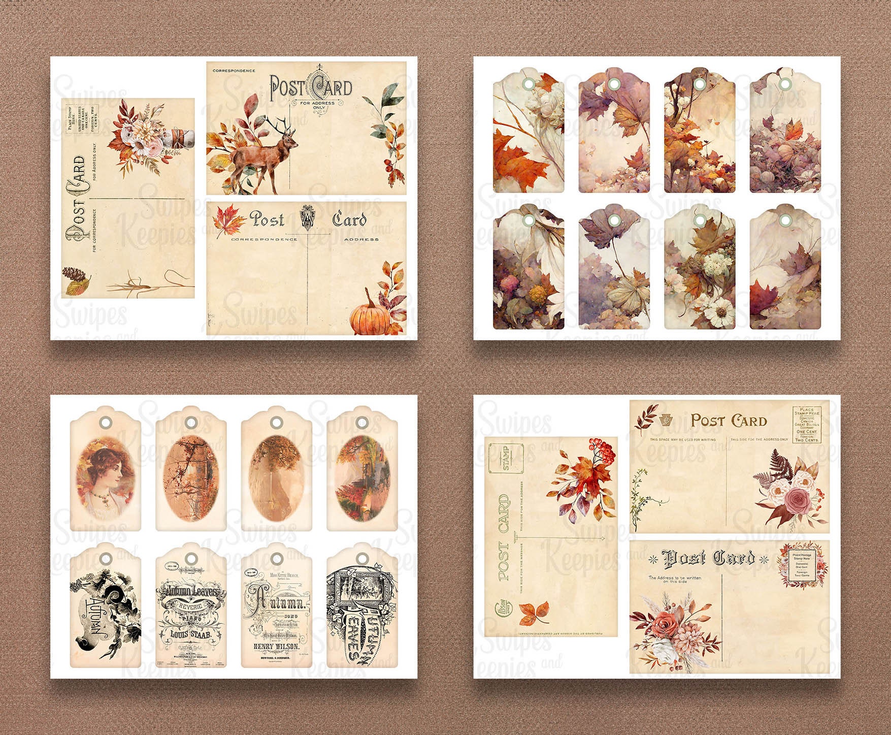Digital Autumn Junk Journal Kit, Printable Fall Harvest Ephemera ...