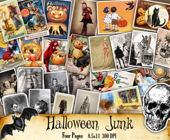 Vintage Halloween Journaling Cards / Printable Digital 