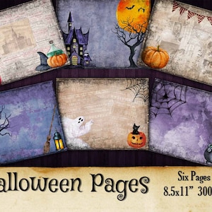 Vintage Halloween Digital Collage Sheets, Junk Journal Printable, Halloween Download, Halloween Scrapbook Printable Paper, Junk Journal image 1