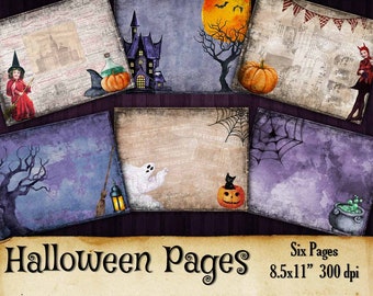 Vintage Halloween Digital Collage Sheets, Junk Journal Printable, Halloween Download, Halloween Scrapbook Printable Paper, Junk Journal