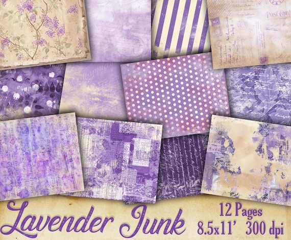 Lavender Printable Junk Journal Pages, Digital Purple Ephemera, Purple Junk Journal Kit, Digital Lavender Pages, Lavender Junk Journal Kit