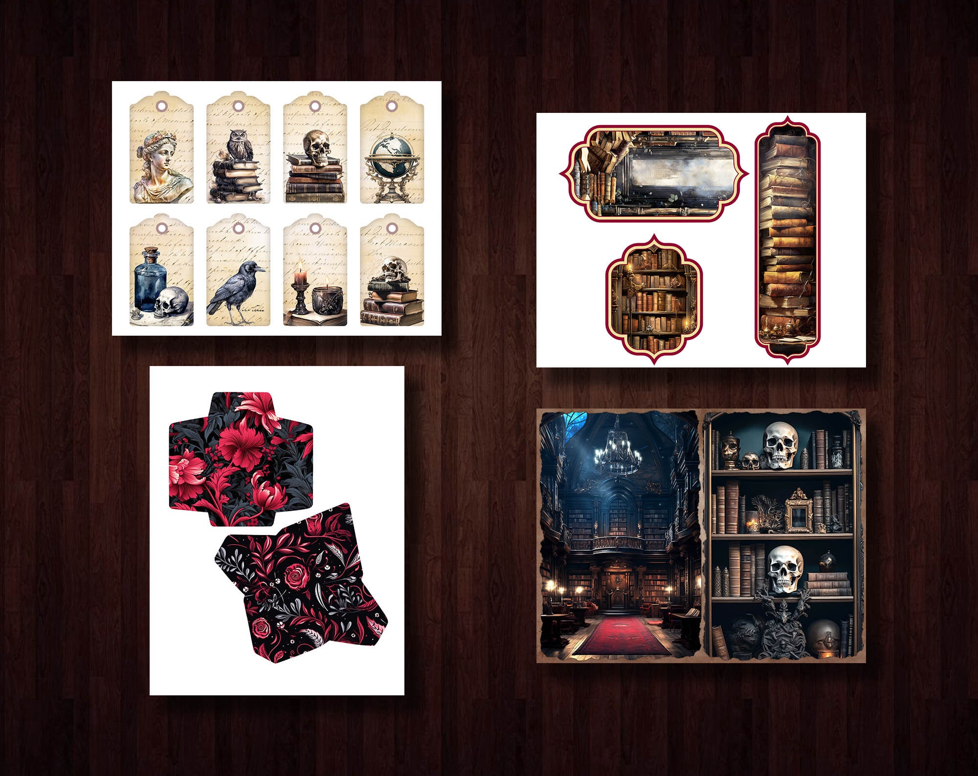 Dark Academia Digital Junk Journal Kit, Gothic Printable Ephemera, Old ...