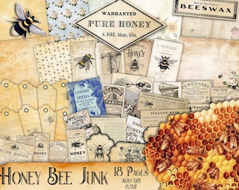 【masamislipslikesuger様】リクエスト 4点 まとめ商品 Bee Ephemera, Vintage Bee, Bee Junk Journal, Kit, Flowers