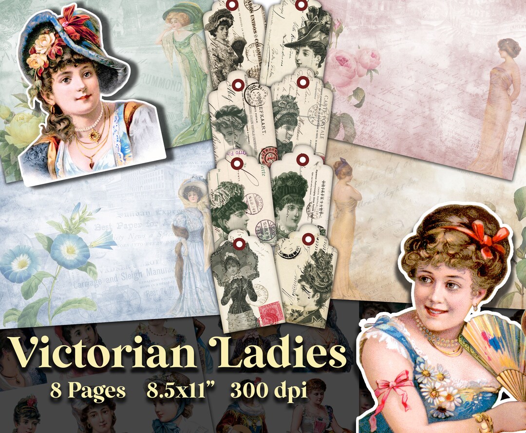 Vintage Victorian Ladies Junk Journal Kit, Vintage Women Digital ...