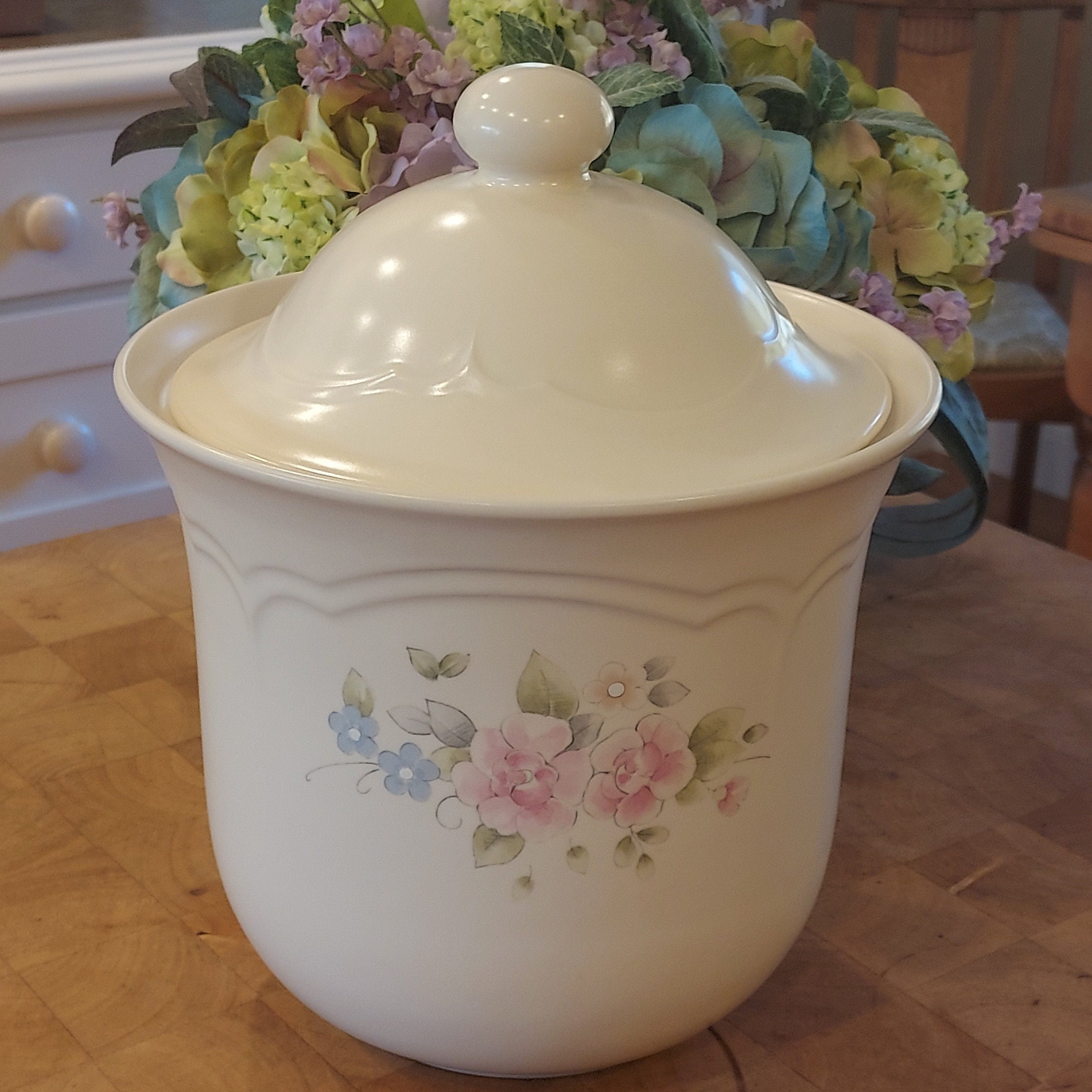 Pfaltzgraff Tea Rose Extra Large Canister With Lid 501 Etsy