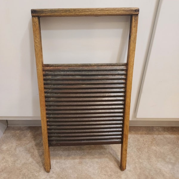 Antique Wooden & Galvanized Tin Washboard