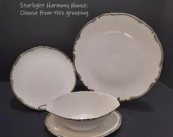 Starlight Dinnerware Harmony House White With Platinum Trim #3656