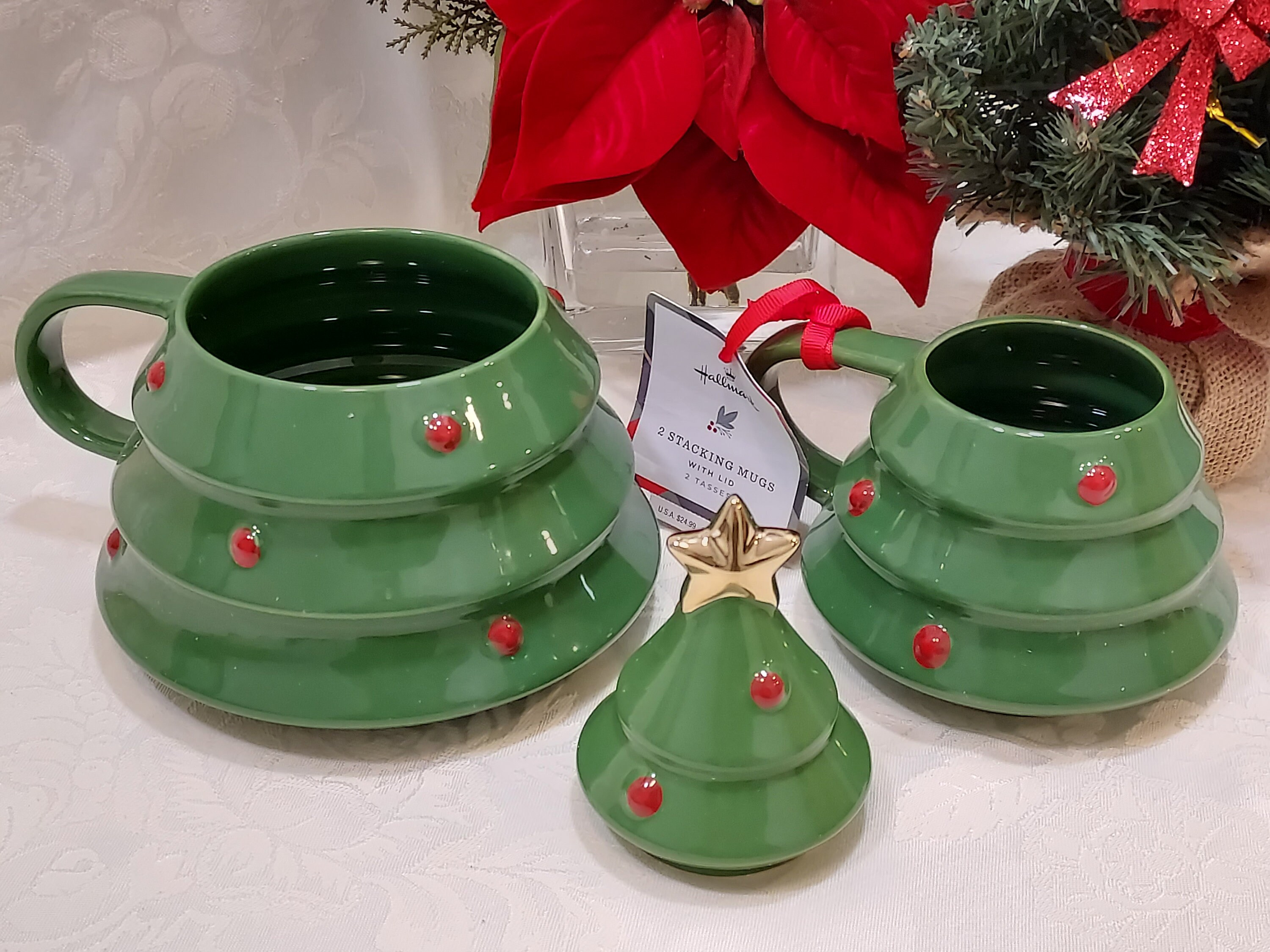 Hallmark christmas tree stacked mug set Clearance