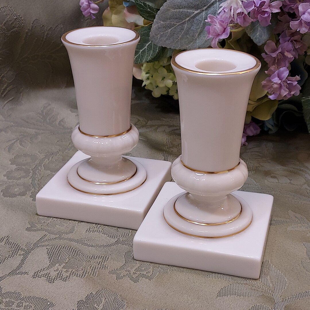 Lenox Candle Stick Taper Holders Gold Trim Etsy UK