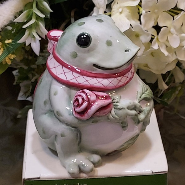 Fitz & Floyd Lidded Frog Candle Cup Romantic Garden #300 of 1404