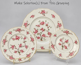 Royal York Shanghai Dinner, Salad, Bread and Butter Plates Pink Floral Hohenberg Germany