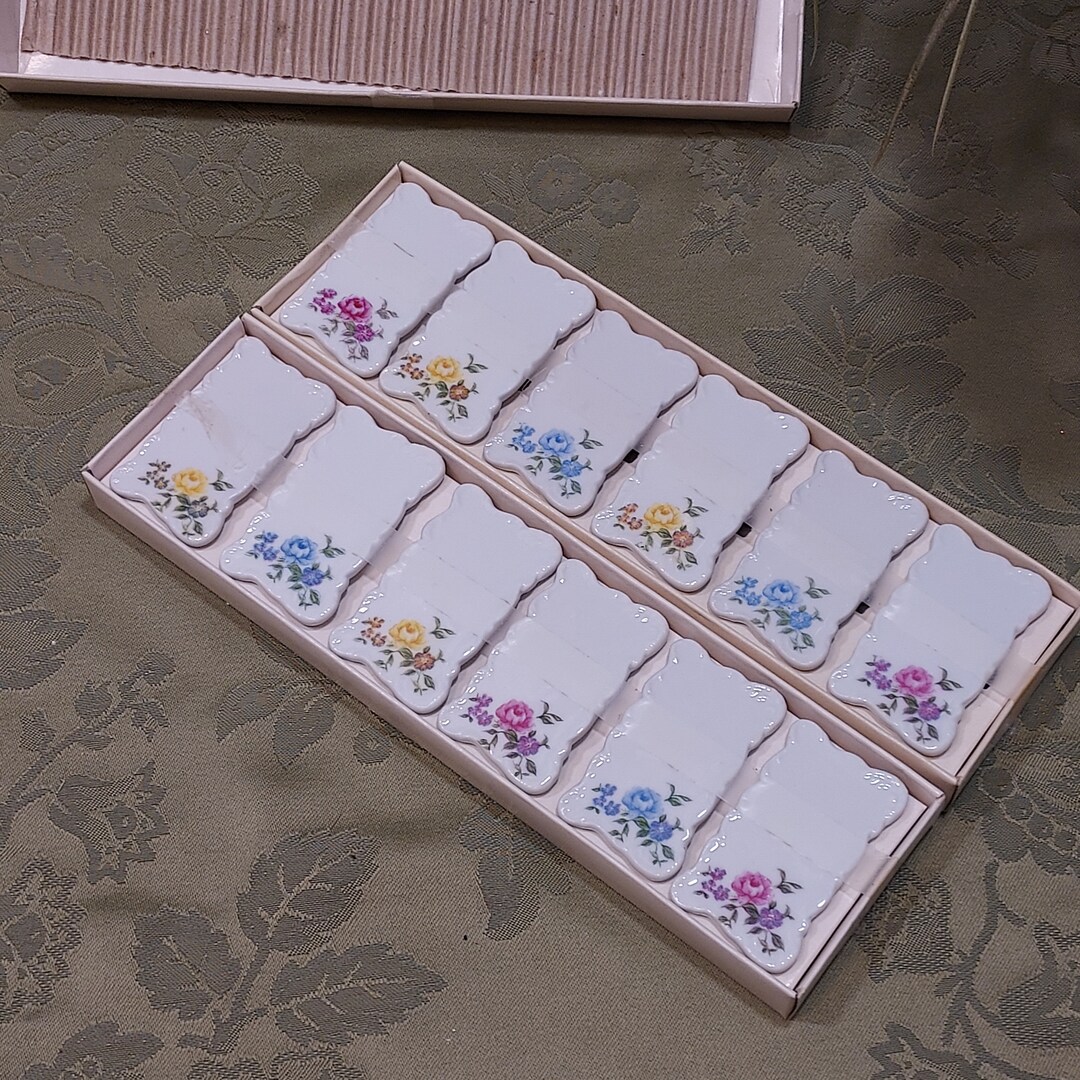 Shafford Porcelain Name Plates Buffet Menu Tags Set of 12 Etsy