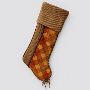 Villa Bacci Luxury Christmas Stocking 24 Inch, Vintage Quilted Argyle Patchwork 2004