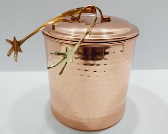 Ice Bucket Hammered Copper Plated Over Stainless Steel & Tongs ODI