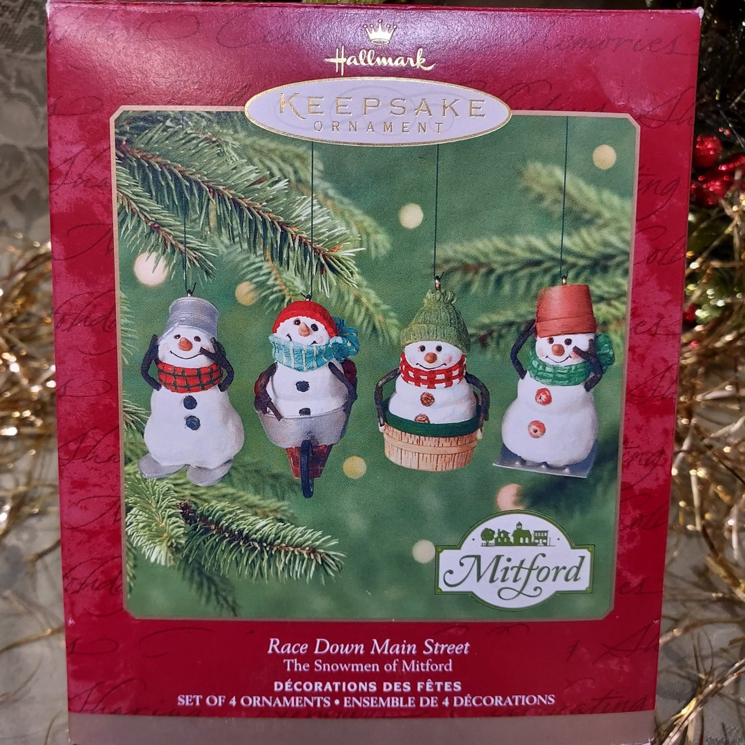 Hallmark Snowmen of Mitford Race Down Main Street Keepsake Etsy