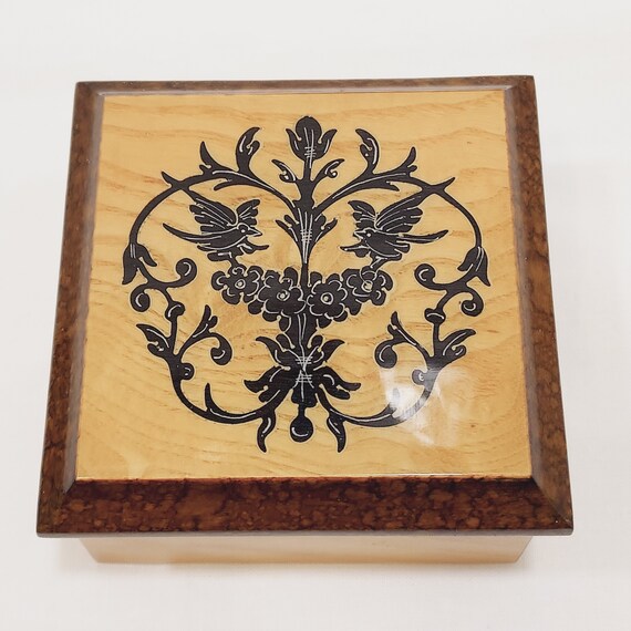 Italian Inlaid Wooden Keepsake Box 3.25" Square b… - image 3
