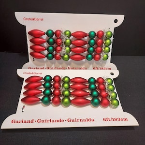 Christmas Garland Strands Colored Glass 12 Feet Long by Crate & Barrel #143-281