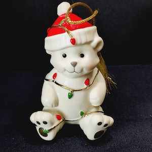 Lenox Tangled Christmas Bear Ornament Porcelain #868116 1999