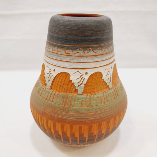 Tony Yazzie Navajo Tribe Terra Cotta Vase 6"