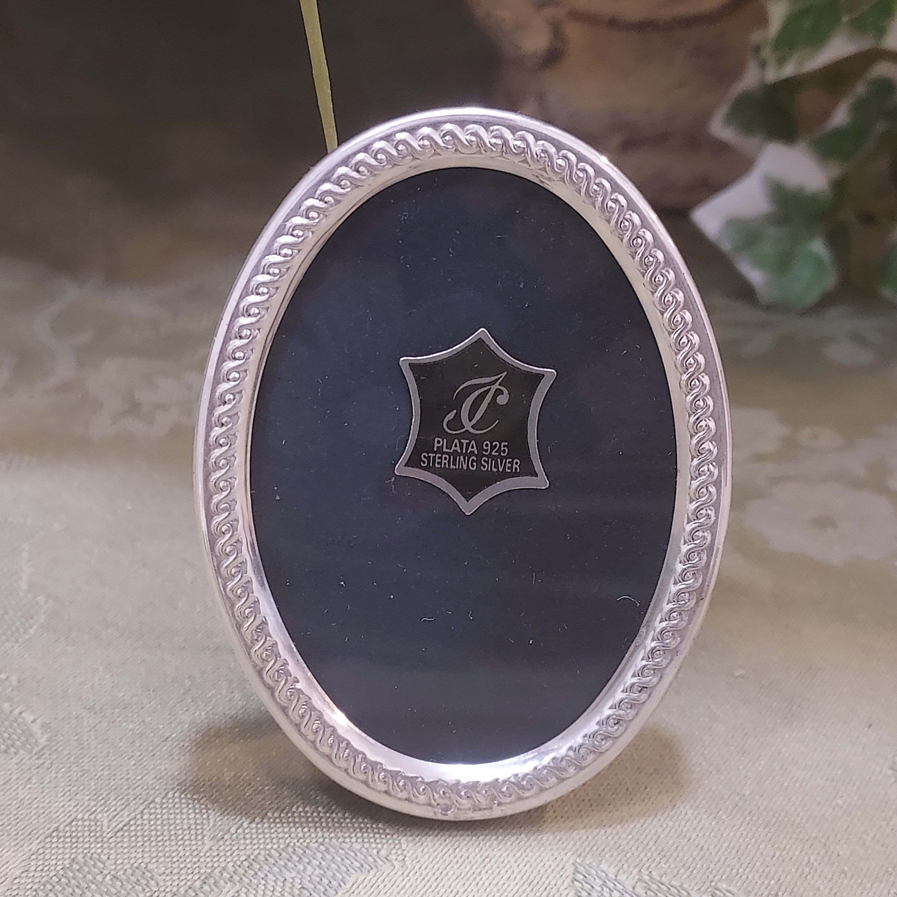 Sterling Silver Mini Oval Picture Frame by Isabel Cabanillas 2.25