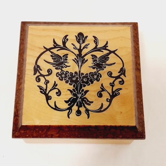 Italian Inlaid Wooden Keepsake Box 3.25" Square b… - image 4