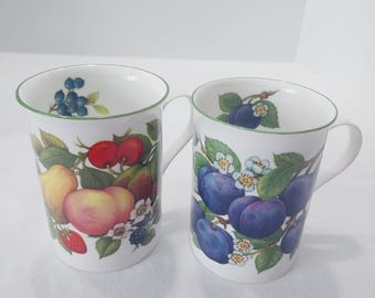 Vintage Crown Trent Fine Bone China Mugs, Harvest and Plum Set of 2
