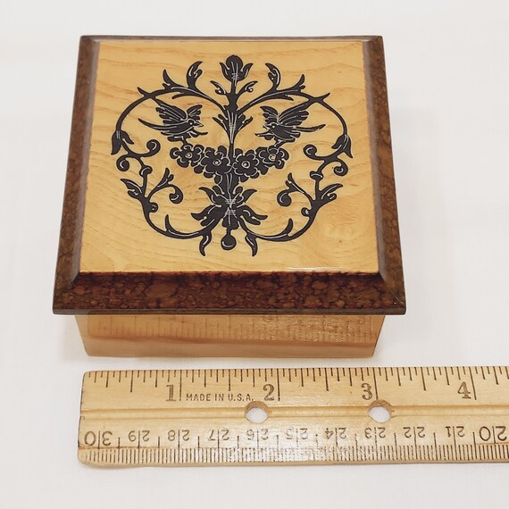 Italian Inlaid Wooden Keepsake Box 3.25" Square b… - image 5