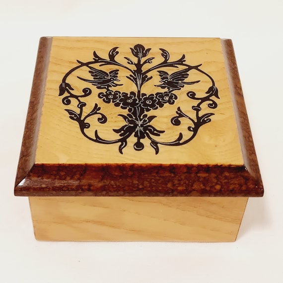 Italian Inlaid Wooden Keepsake Box 3.25" Square b… - image 2