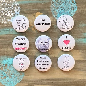 Katzenliebhaber Button Pins und Magnete | Einzigartige Designer Anstecker und Knöpfe