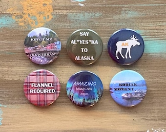 Alaska II Button Pins and Magnets | Unique Designer Badges and Buttons
