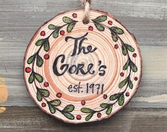 Custom Name Wood Slice Ornament