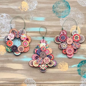 Handgemaakt knopornament trio | Feestdecoraties | Ornamentruilcadeaus
