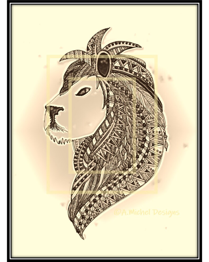 Lion Doodle Art Print Prints Art Collectibles Vadel Com