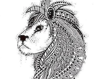 絵画 LIONSAN Lion Print, Zentangle Art, Lion Drawing, Art Prints, Black