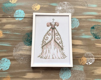 Ivy Gown Doodle Original Art Print