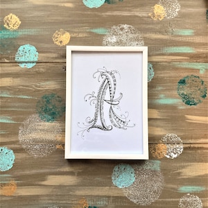Doodle extravagante do alfabeto A-Z | Impressão artística original