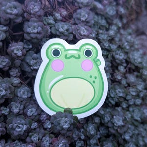 Frog Squishmallow Sticker – Cute Fuzzamallows Stuffed Animal Parody – Squishy Frog Vinyl Decal, Waterproof & UV Resistant image 1