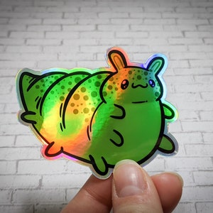 Fat Caterpillar Holographic Sticker (Fatterpillar) | Weatherproof | Dishwasher Safe | UV Resistant | Water Bottles, laptops etc | Gift |