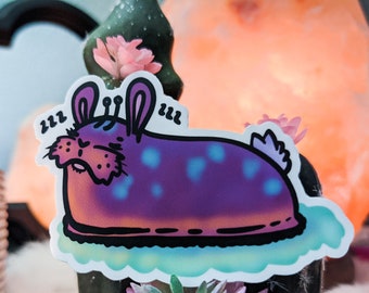 Sleepy Bunny Slug | Weatherproof| Dishwasher Safe| UV Resistant | Great for Water Bottles, laptops, Phone Cases or even as a Bumper Sticker|