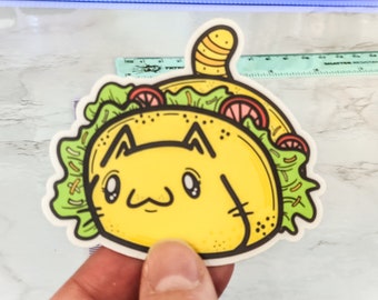 Taco Cat Sticker | Weatherproof| Dishwasher Safe| UV Resistant | Great for Water Bottles, laptops, Phone Cases or Bumper Sticker| Gift |