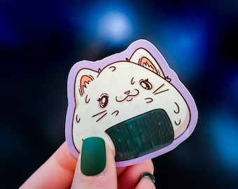 Onigiri Rice Ball Kitty Sticker  | Weatherproof & UV resistant| Great for Water bottles, Laptops, phone cases, Journals | Gift