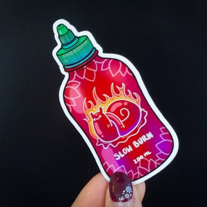 Sriracha Snail &quot;Slow Burn&quot; Sticker |Weather proof & Dishwasher Safe| Great for Water Bottles, Notebooks, Planners, Phone case | Gift |
