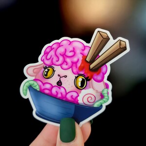 Ramen de ovelha zumbi Baad | Etiqueta bonito assustador do Dia das Bruxas de <br> Entrega Rápida? À prova de intempéries | Seguro para máquina de lavar louça | Excelente para garrafas de água, adesivo para carro | Presente