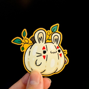 Lapin sans visage citrouille « Bunkin » avec contour jaune | Voyagez à toute vitesse | Lanterne d'Halloween | Résistant aux intempéries| Va au lave-vaisselle | Cadeau |