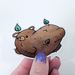 Pegatina de patata al horno con forma de oso de Beartato / Resistente a la intemperie y apta para lavavajillas / Ideal para botellas de agua, computadoras portátiles, fundas de teléfono, etc. / Regalo