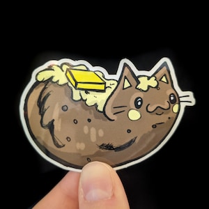 Pegatina a prueba de intemperie Cat Potato / ¡Ideal para botellas de agua, computadoras portátiles, fundas de teléfonos o incluso como pegatina para parachoques!
